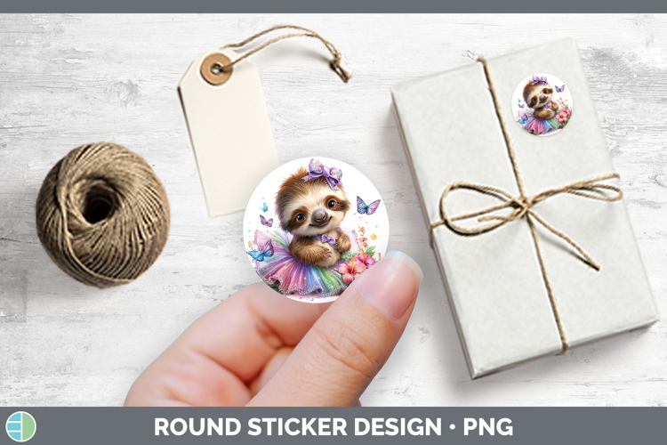 Safari Rainbow Summer Sloth Stickers | Round Labels Designs