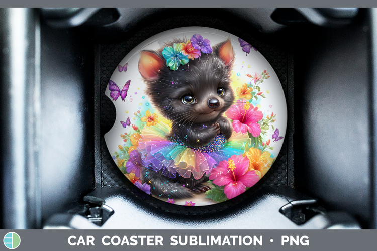 Safari Rainbow Summer Tasmanian Devil Car Coaster Sublimatio