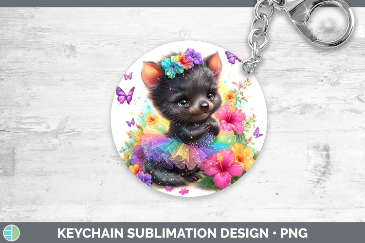 Safari Rainbow Summer Tasmanian Devil Keychain Sublimation K