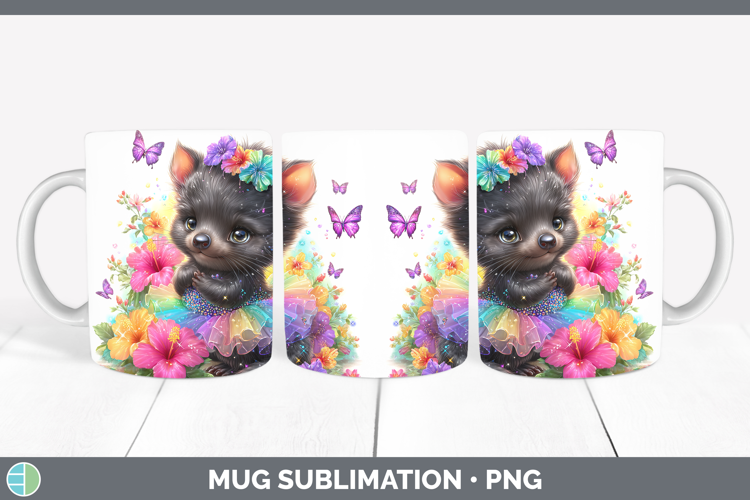 Safari Rainbow Summer Tasmanian Devil Mug Wrap Sublimation C