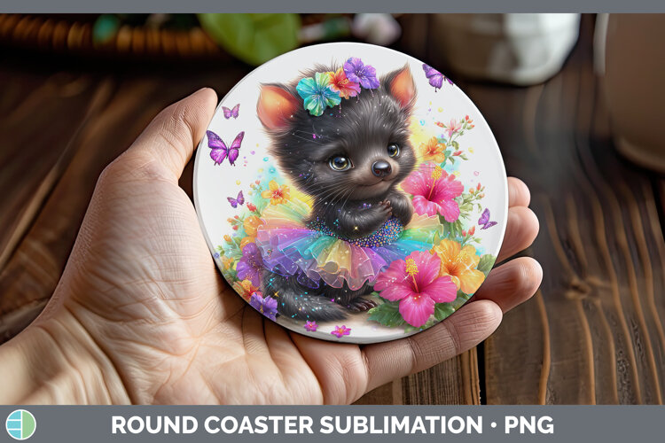GorgeousSafari Rainbow Summer Round Coaster design.
