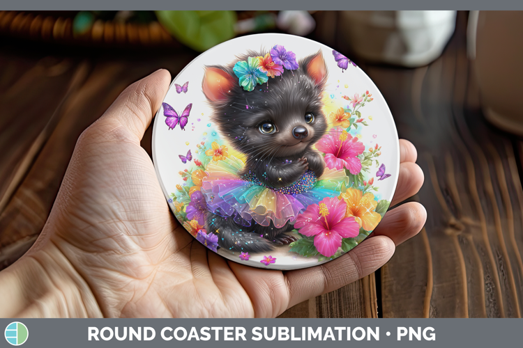 Safari Rainbow Summer Tasmanian Devil Round Coaster Sublimat