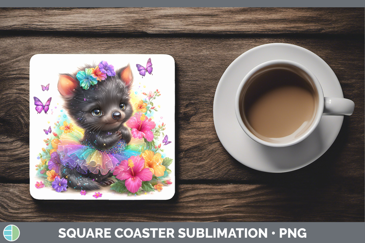 Safari Rainbow Summer Tasmanian Devil Square Coaster Sublima