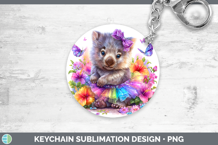 Safari Rainbow Summer Wombat Keychain Sublimation Keyring De