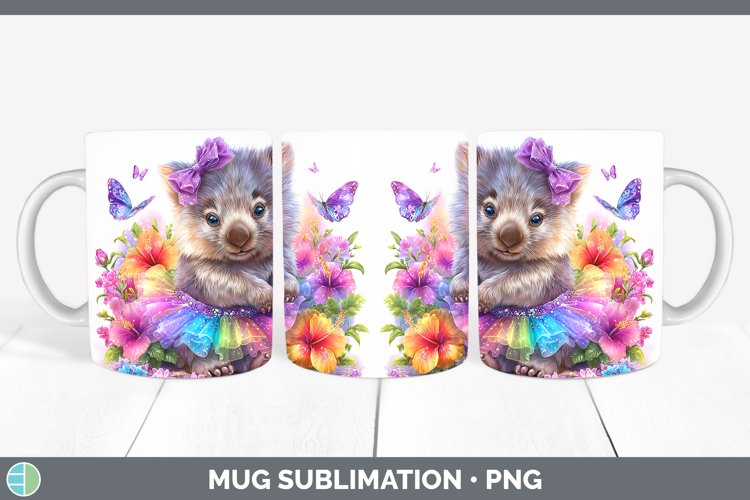 Safari Rainbow Summer Wombat Mug Wrap Sublimation Coffee Cup