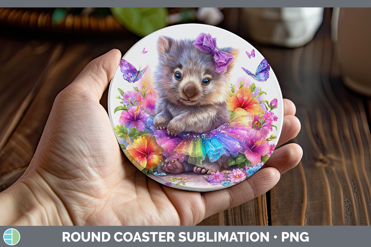 Safari Rainbow Summer Wombat Round Coaster Sublimation Coast