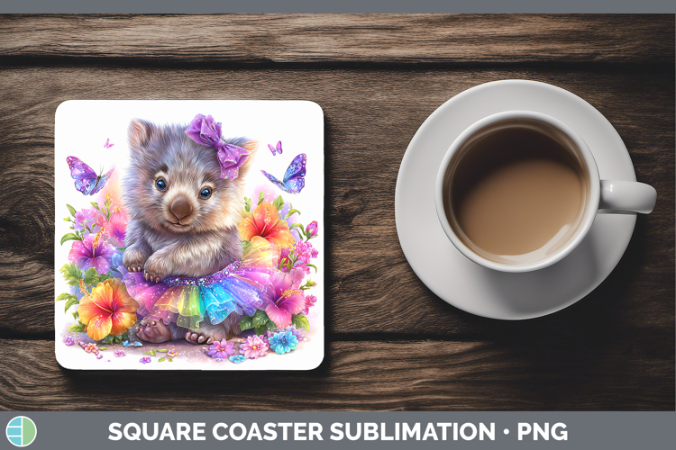 Safari Rainbow Summer Wombat Square Coaster Sublimation Coas