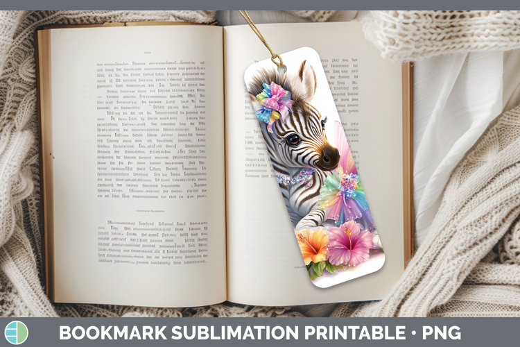 Safari Rainbow Summer Zebra Bookmark Sublimation Printable D