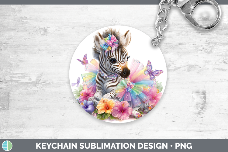Safari Rainbow Summer Zebra Keychain Sublimation Keyring Des