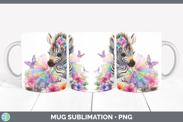 Safari Rainbow Summer Zebra Mug Wrap Sublimation Coffee Cup