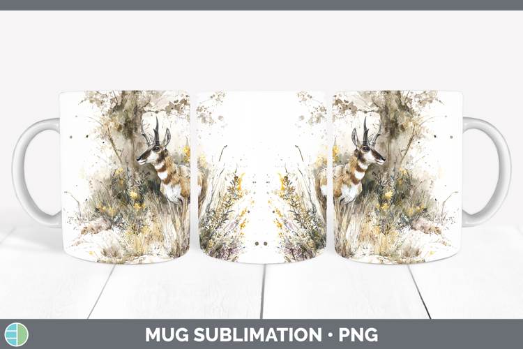 Antelope Safari Sketch Mug Wrap Sublimation Design