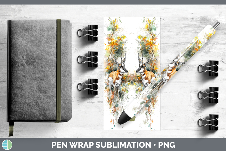 Antelope Safari Sketch Pen Wrap Sublimation Design
