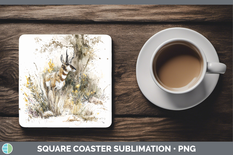 Antelope Safari Sketch Square Coaster Sublimation Design
