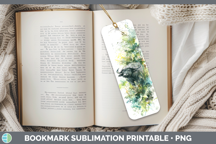 Buffalo Safari Sketch Bookmark Sublimation Design