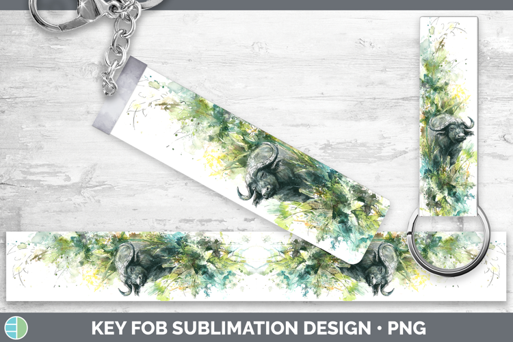 Buffalo Safari Sketch Key Fob Sublimation Design
