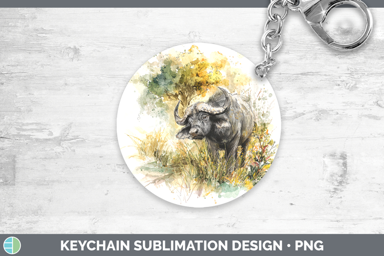 Buffalo Safari Sketch Keychain Sublimation Design