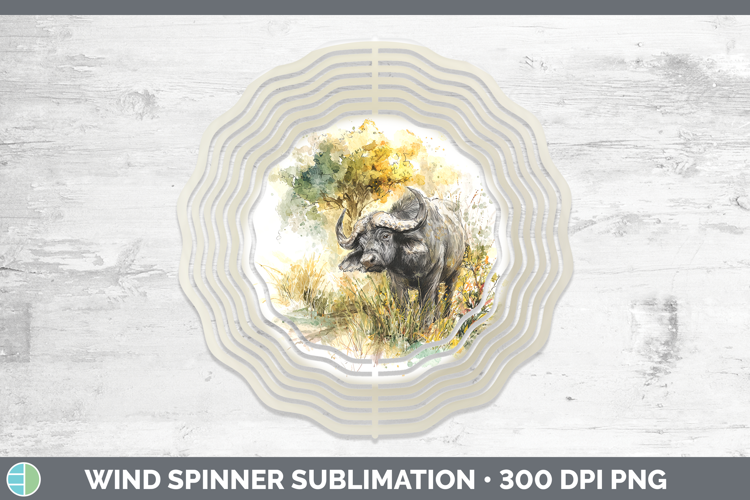 Buffalo Safari Sketch Wind Spinner Sublimation Design
