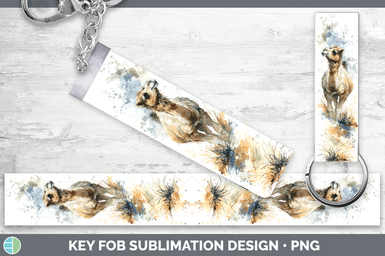 Camel Safari Sketch Key Fob Sublimation Design