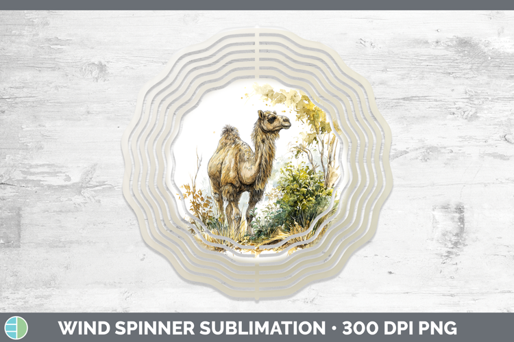 Camel Safari Sketch Wind Spinner Sublimation Design