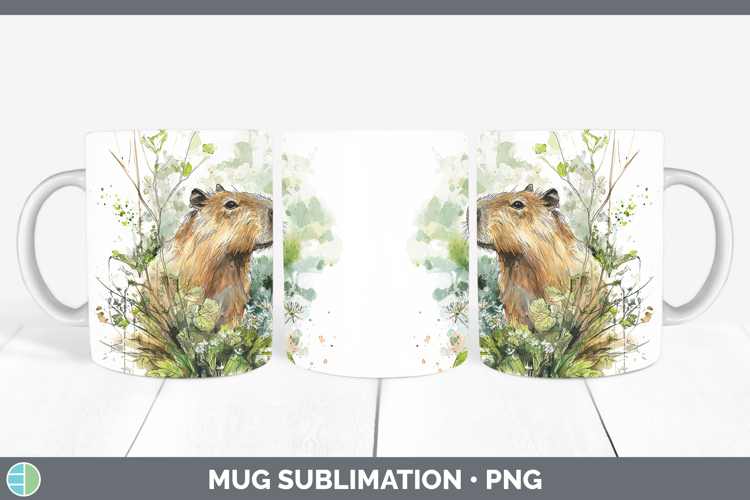 Capybara Safari Sketch Mug Wrap Sublimation Design