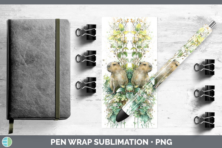 Capybara Safari Sketch Pen Wrap Sublimation Design