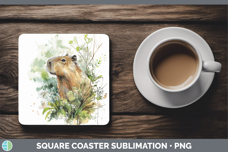 Capybara Safari Sketch Square Coaster Sublimation Design