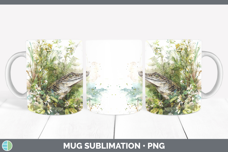 Crocodile Safari Sketch Mug Wrap Sublimation Design