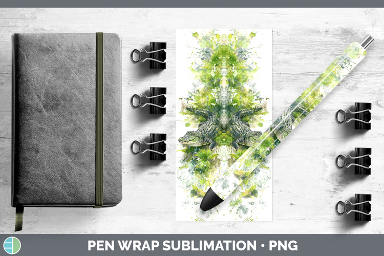 Crocodile Safari Sketch Pen Wrap Sublimation Design