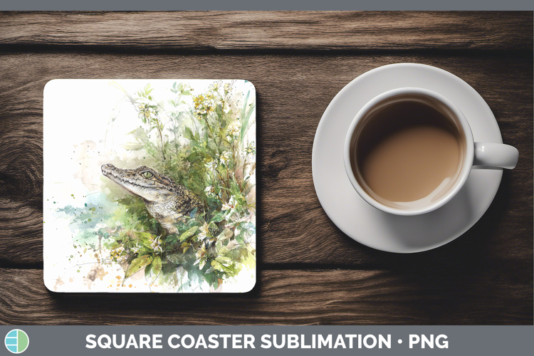 Crocodile Safari Sketch Square Coaster Sublimation Design