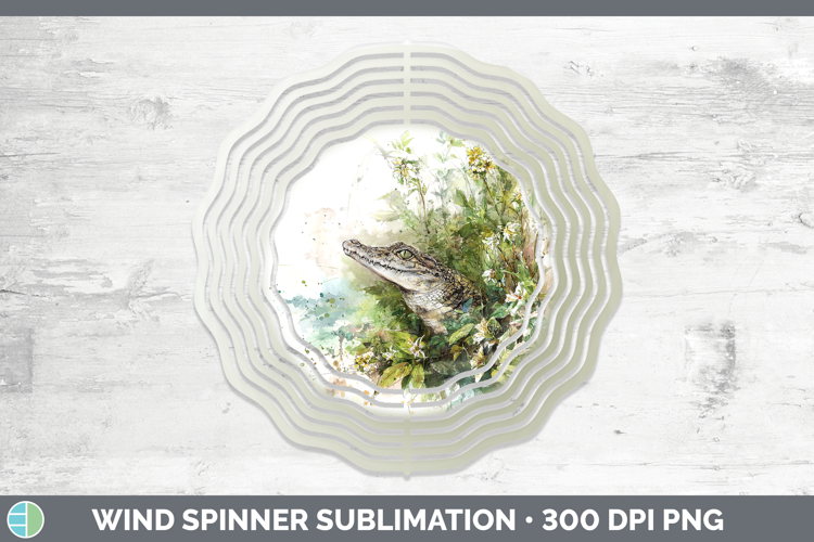 Crocodile Safari Sketch Wind Spinner Sublimation Design