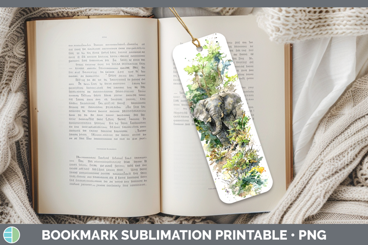 Elephant Safari Sketch Bookmark Sublimation Design