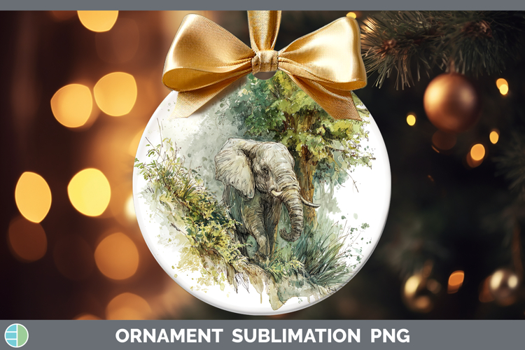 Elephant Safari Sketch Ornament Sublimation Design