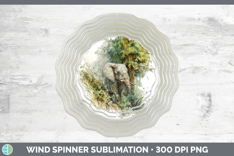Elephant Safari Sketch Wind Spinner Sublimation Design