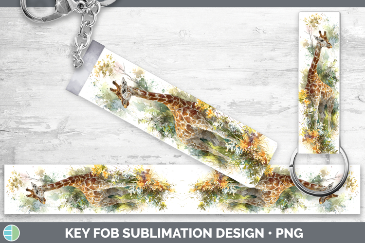 Giraffe Safari Sketch Key Fob Sublimation Design