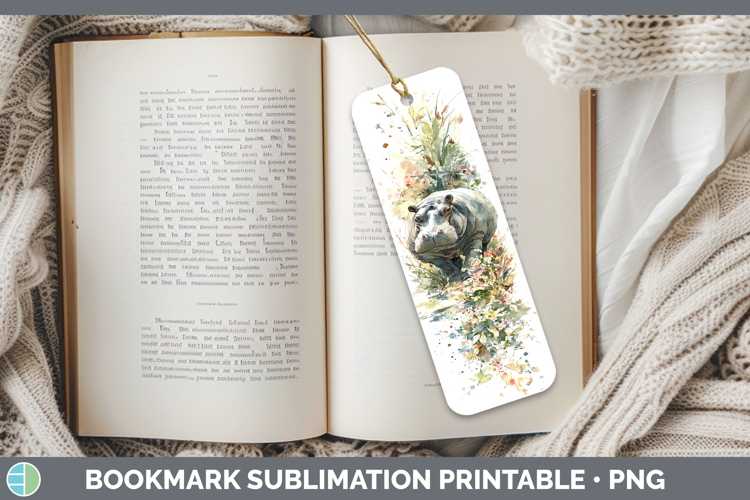 Hippo Safari Sketch Bookmark Sublimation Design