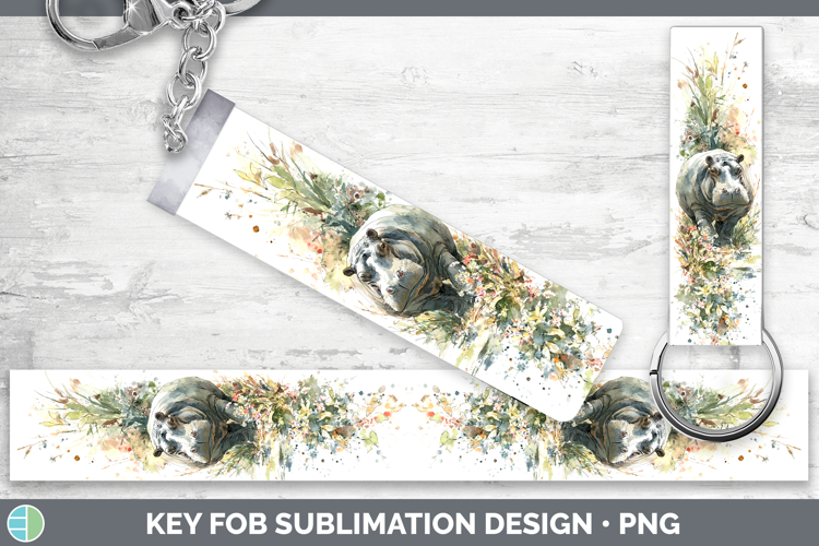 Hippo Safari Sketch Key Fob Sublimation Design