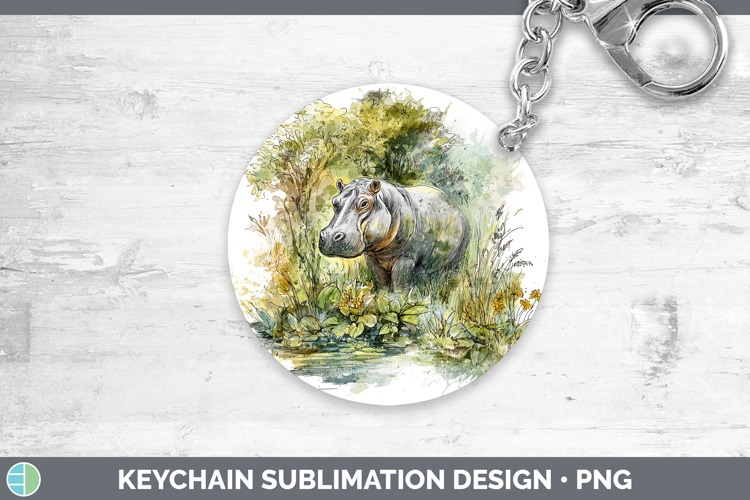 Hippo Safari Sketch Keychain Sublimation Design