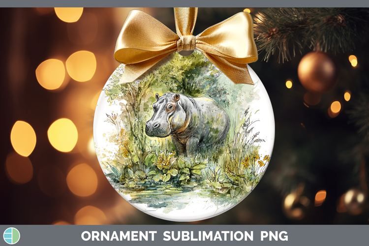Hippo Safari Sketch Ornament Sublimation Design