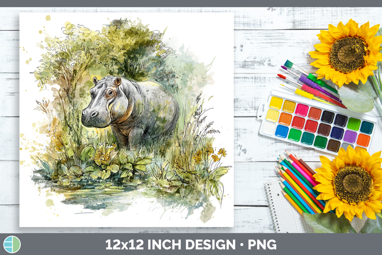 Hippo Safari Sketch Paper Backgrounds Design