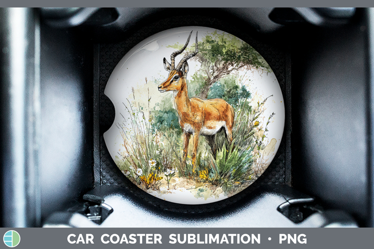 Impala Safari Sketch Car Coaster Sublimation Design