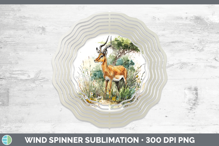 Impala Safari Sketch Wind Spinner Sublimation Design