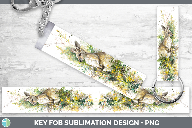 Kangaroo Safari Sketch Key Fob Sublimation Design