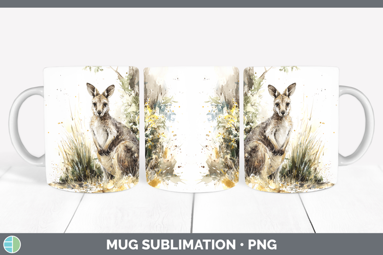 Kangaroo Safari Sketch Mug Wrap Sublimation Design