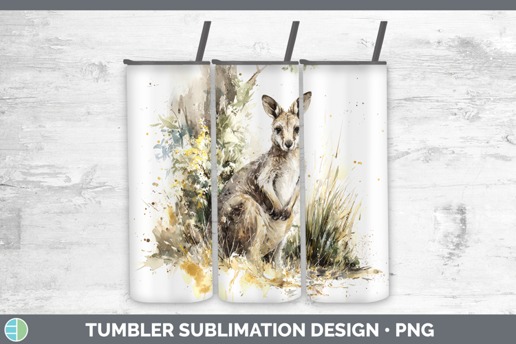 Kangaroo Safari Sketch Tumbler Sublimation Design