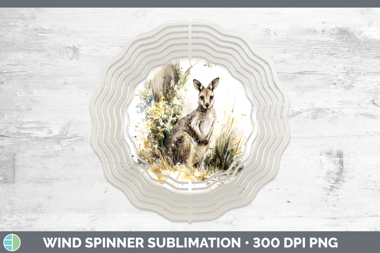 Kangaroo Safari Sketch Wind Spinner Sublimation Design