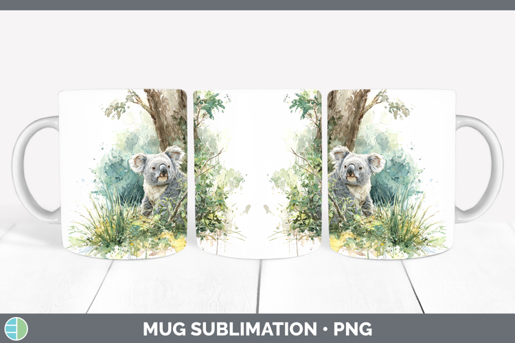 Koala Safari Sketch Mug Wrap Sublimation Design