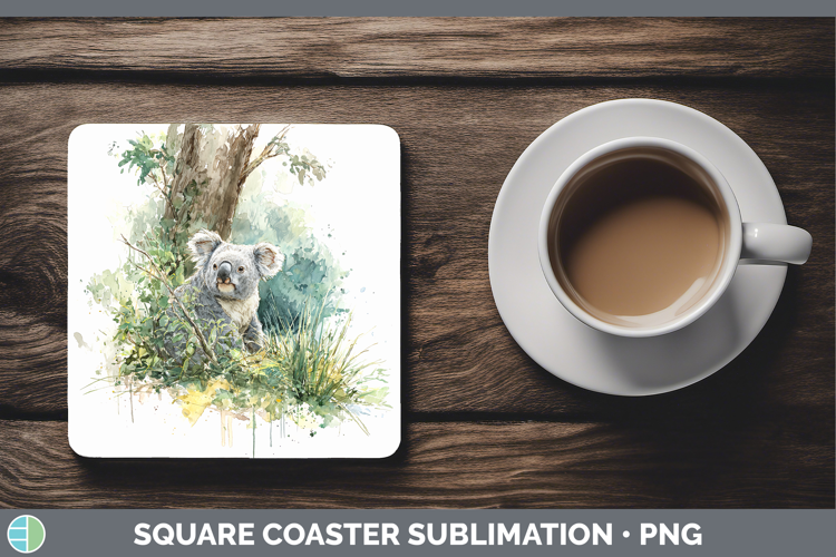 Koala Safari Sketch Square Coaster Sublimation Design