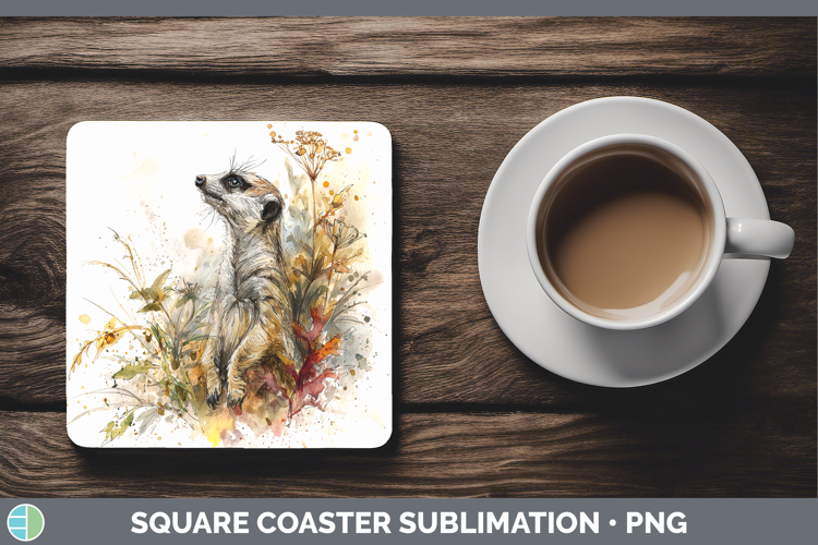 Meerkat Safari Sketch Square Coaster Sublimation Design