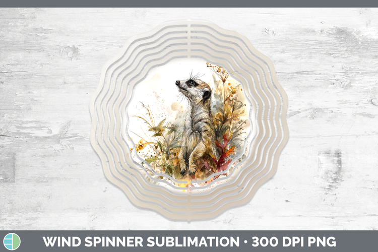 Meerkat Safari Sketch Wind Spinner Sublimation Design