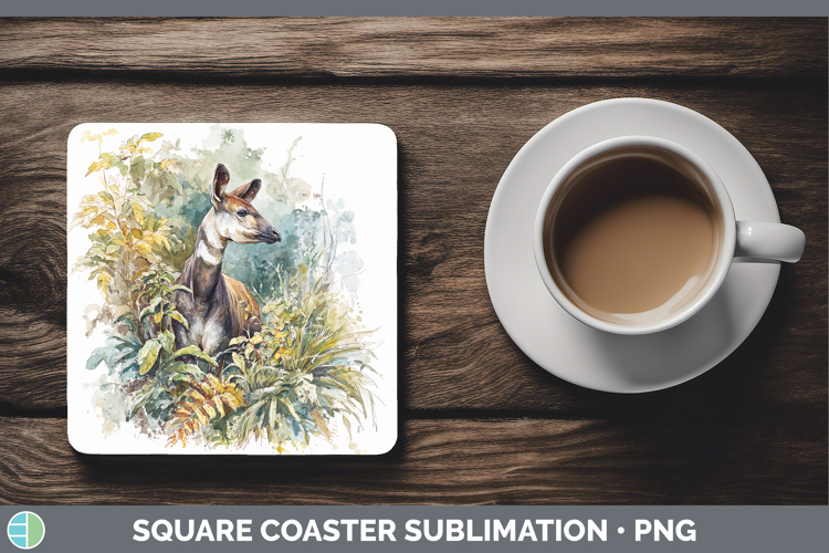 Okapi Safari Sketch Square Coaster Sublimation Design